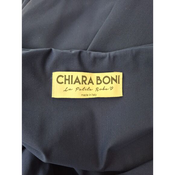 Chiara Boni La Petite Robe Blue Notte Zalfa Ruched Faux Wrap Dress Size 42/ 6 US - Picture 9 of 9